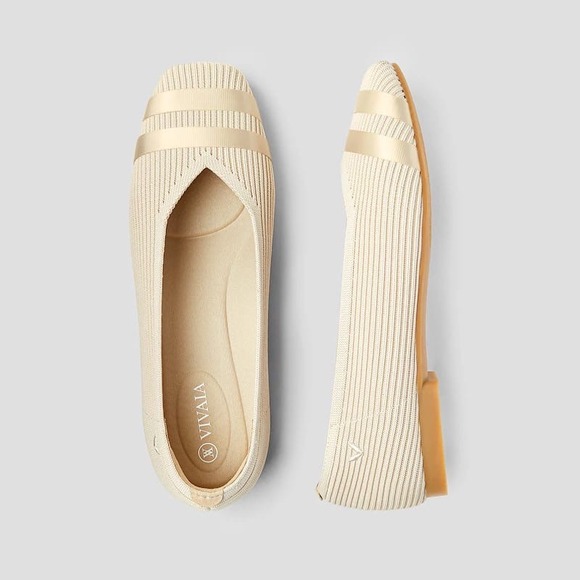 Vivaia Knit Ballet Flats Comfortable Slip On‎ Shoes Neutral Color Size 7.5 - Picture 1 of 12
